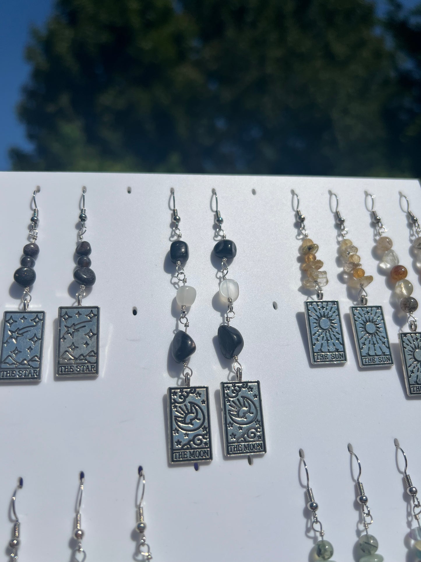 Hypersthene & Moonstone The Moon Tarot Earrings