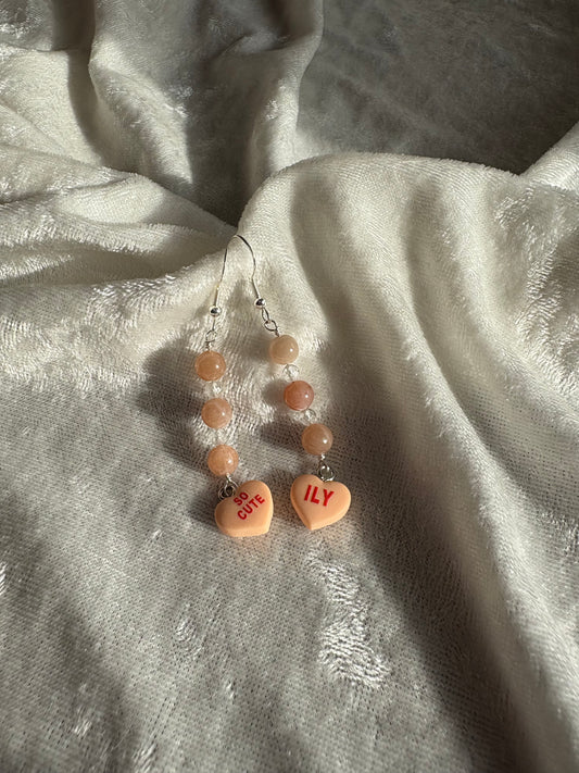 Peach Moonstone & Topaz Convo earrings