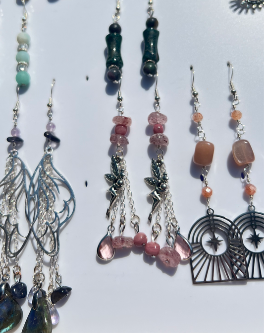 Strawberry Quartz & Rhodonite pixie earrings