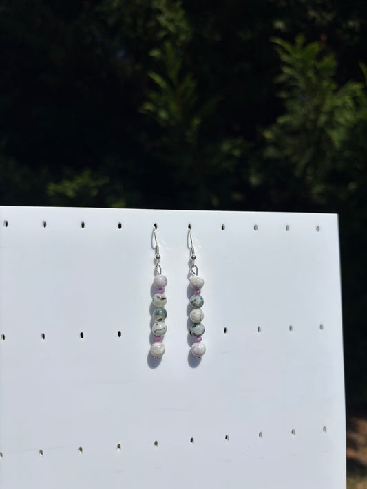 Tiffany Stone, Moss Agate, Phosphosiderite earrings