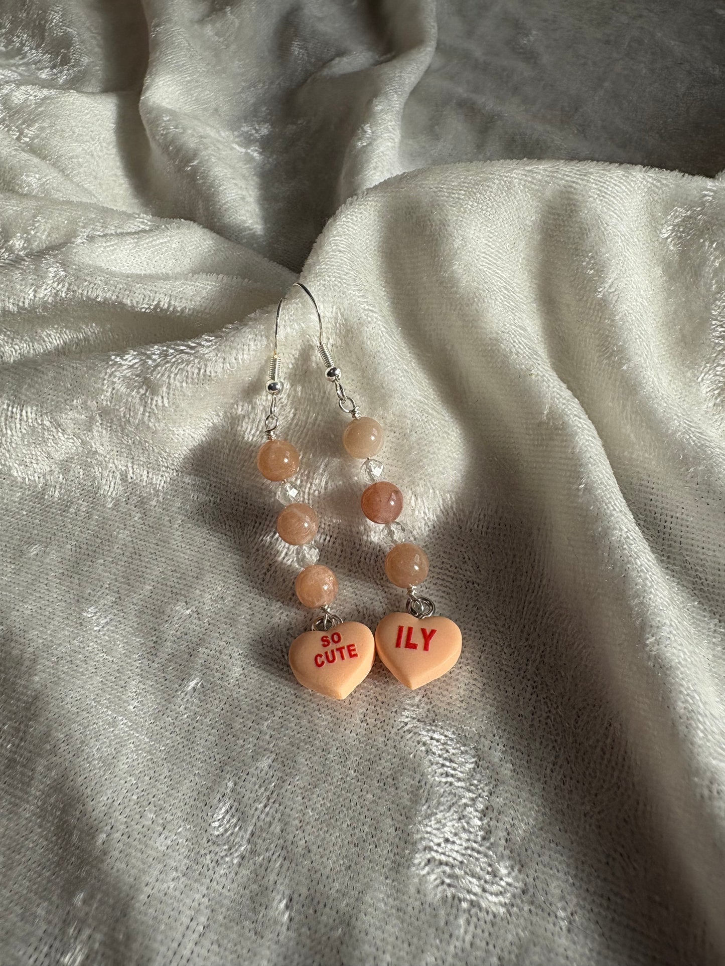 Peach Moonstone & Topaz Convo earrings