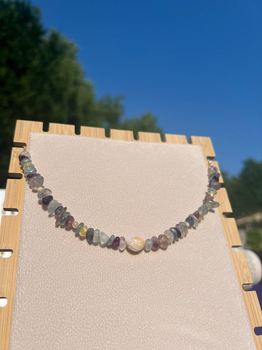 Fluorite & Mother of Pearl mermaid necklace