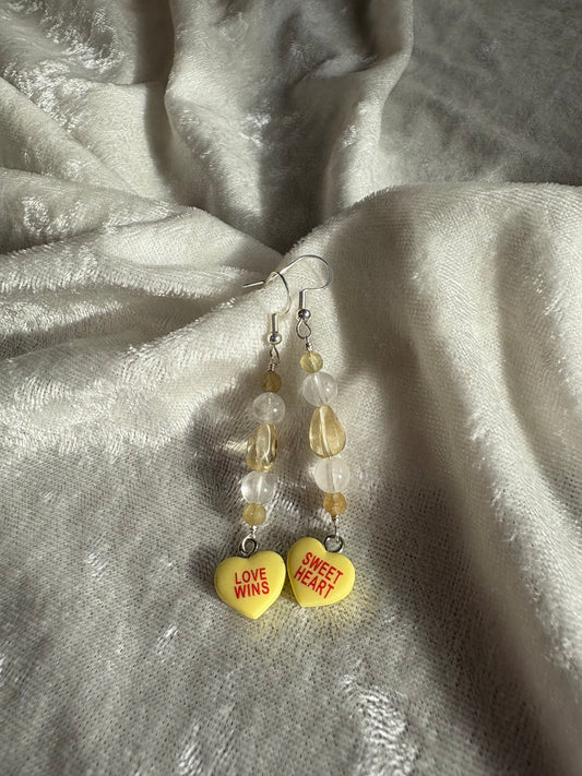 Citrine, Yellow Apatite, & Clear Quartz Convo earrings