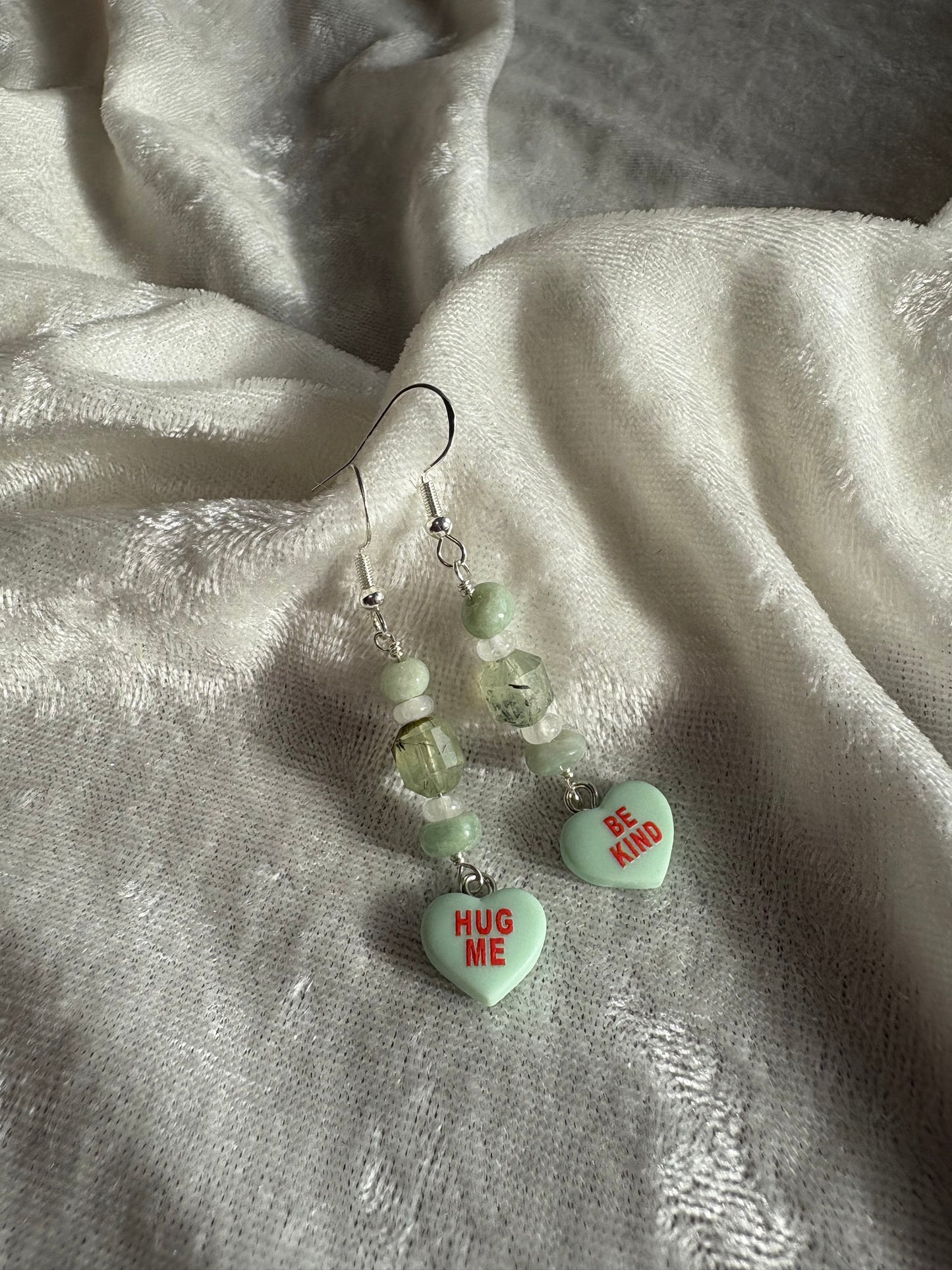 Prehnite, Burmese Jade, & White Jade Convo Earrings