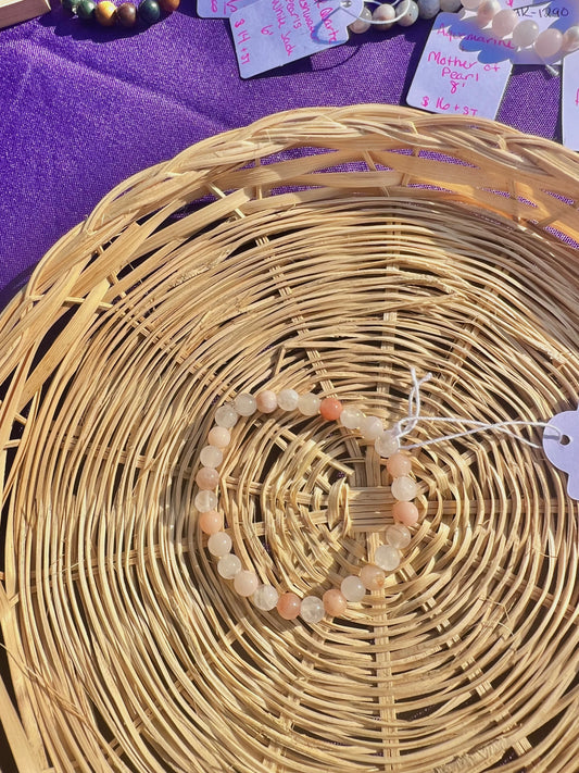 Peach Aventurine & Clear Quartz bracelet