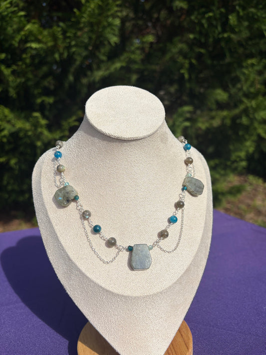 Labradorite and Blue Apatite Necklace