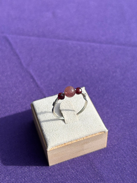 Garnet & Strawberry Quartz Ring