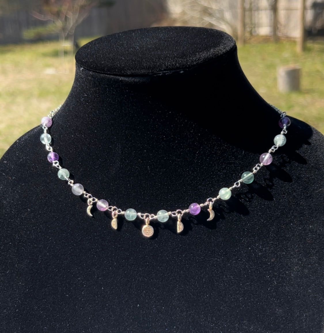 Fluorite Moon Phase Necklace