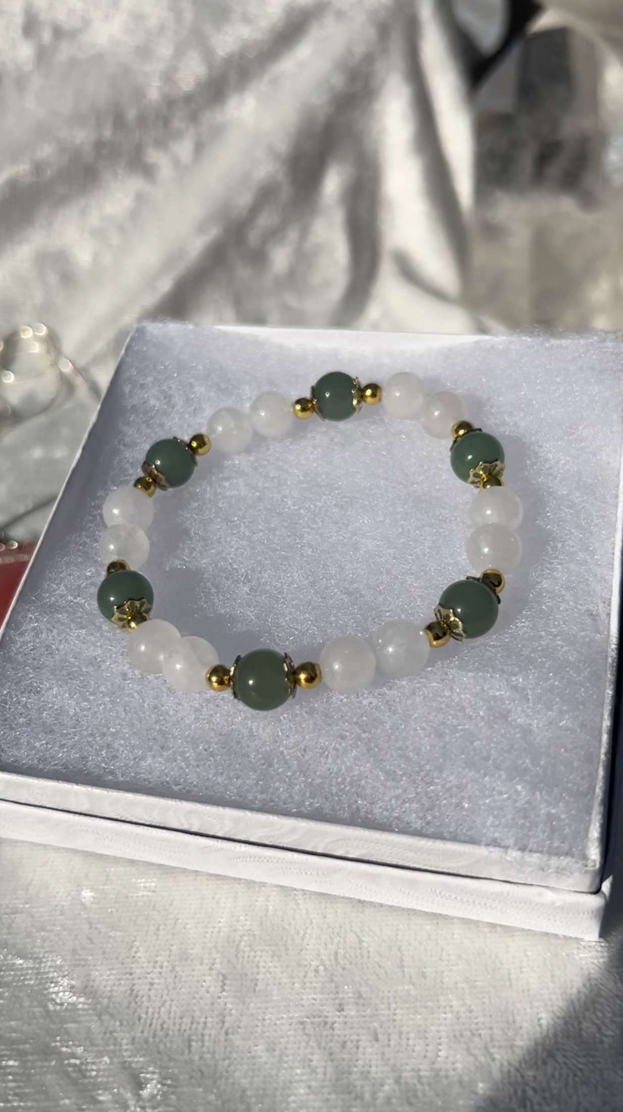 White Jade and Green Aventurine Bracelet