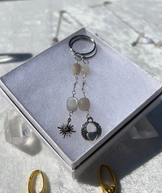 White Moonstone Keychains