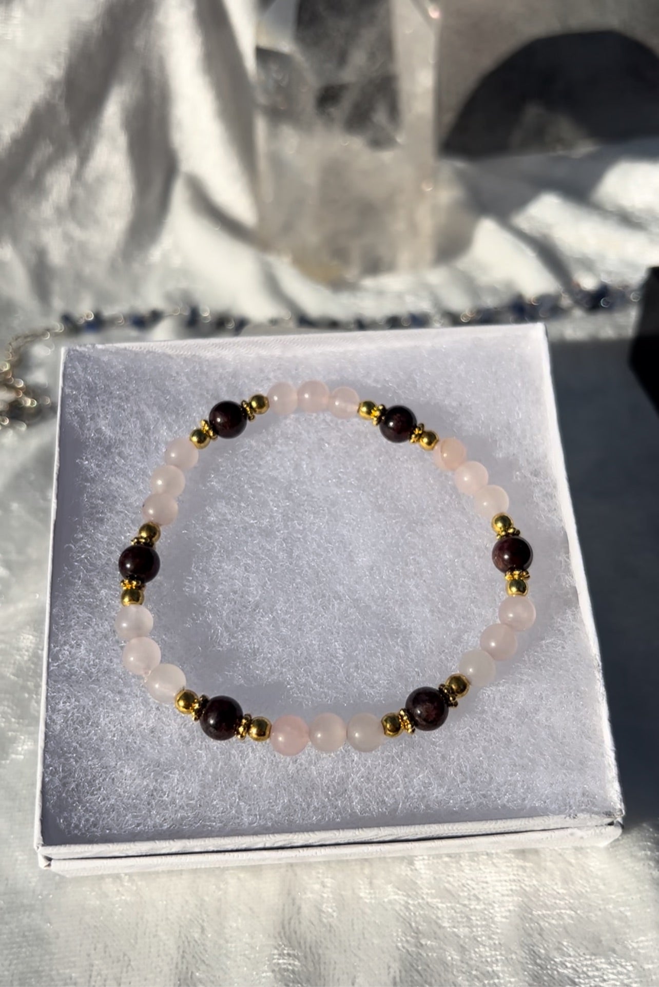 Rose Quartz and Garnet Bracelet