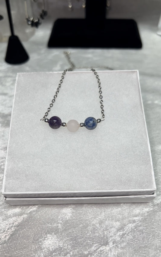 Amethyst, Rose Quartz and Sodalite Bracelet