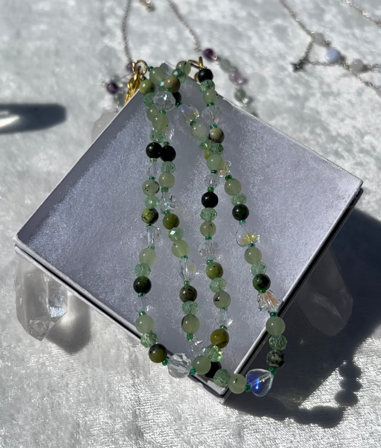 Chrysoprase & Prehnite Wristlets