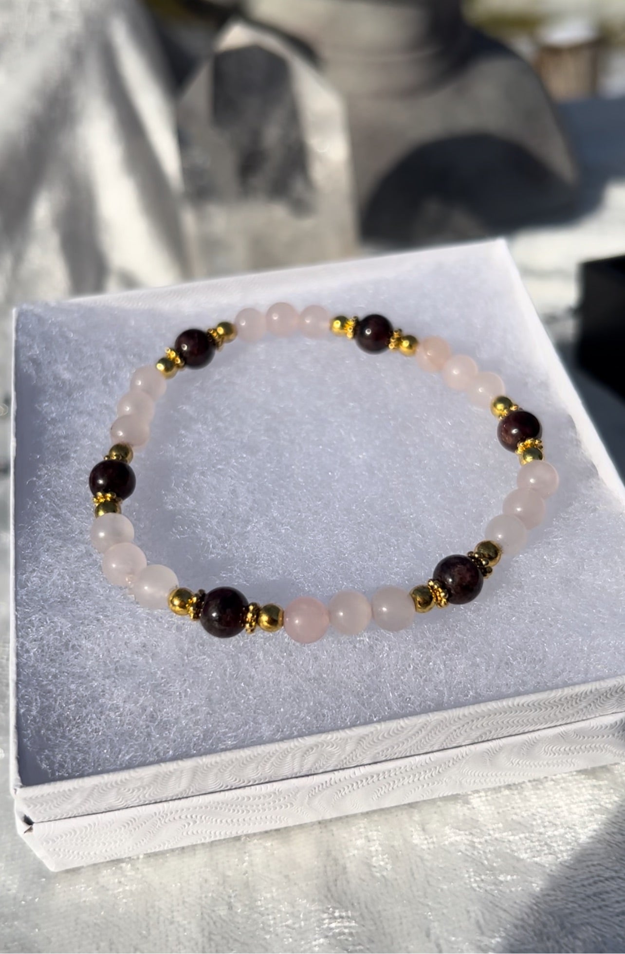 Rose Quartz and Garnet Bracelet