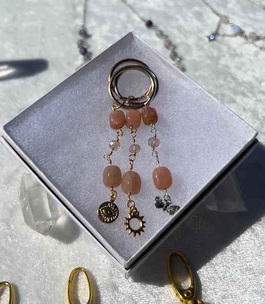 Peach Moonstone Keychains