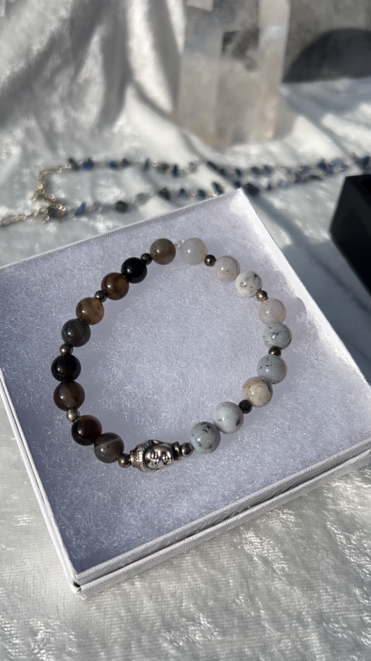 Smoky Agate and Dendritic Opal Bracelet