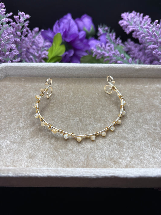 Gold Mother of Pearl Cuff Bracelet