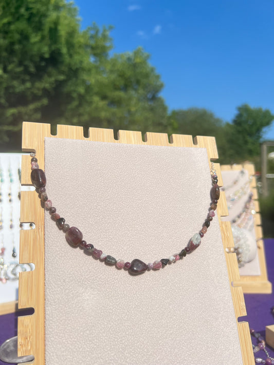 Watermelon Tourmaline fairy necklace