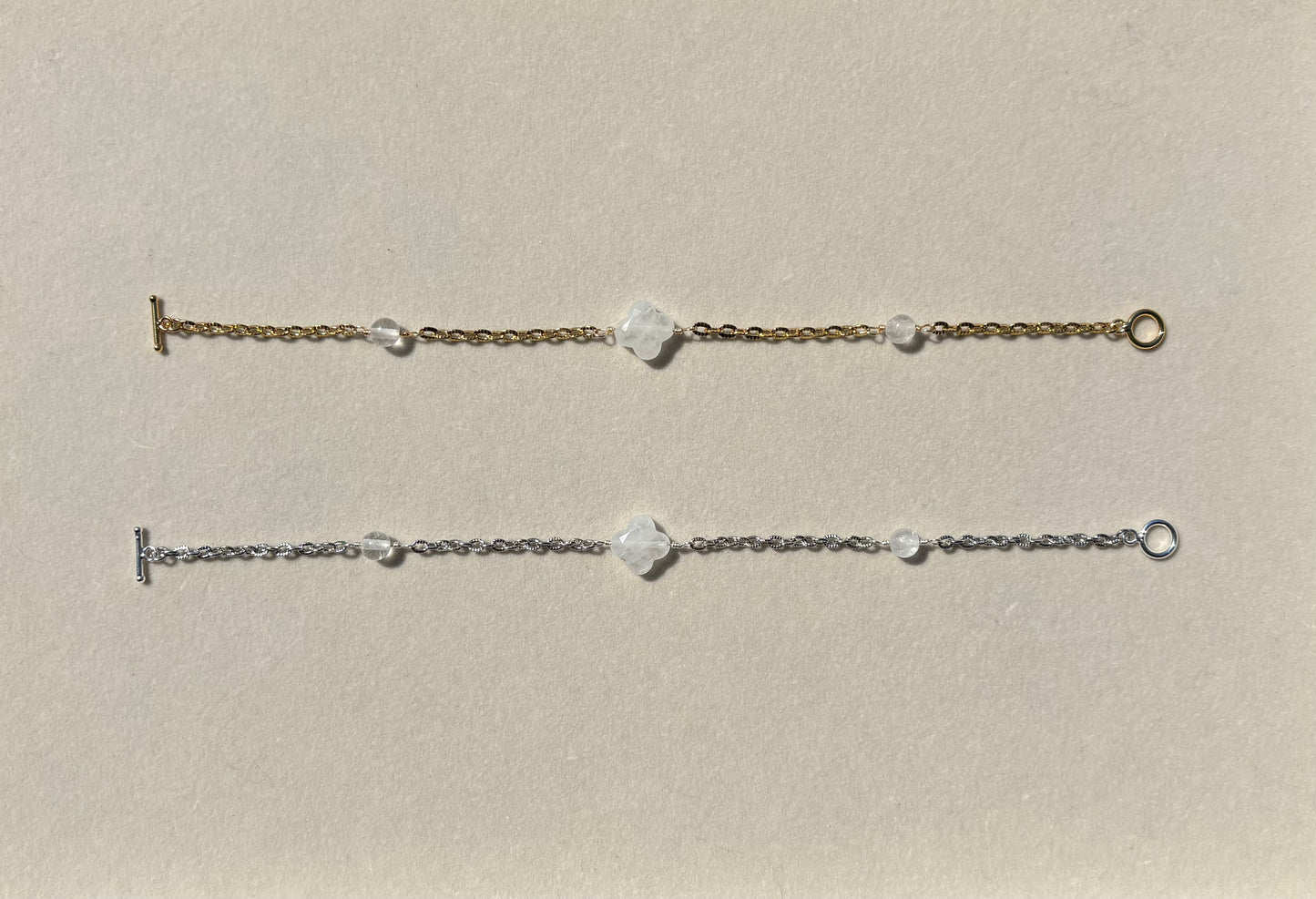 Clear Quartz Quatrefoil Bracelets