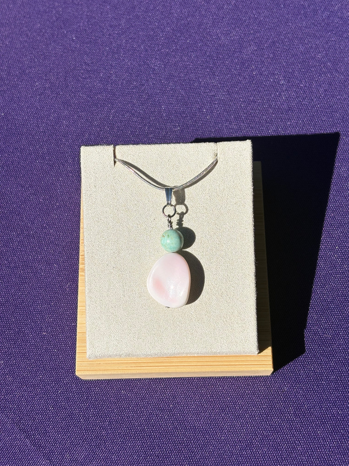 Queen Conch Shell and Peruvian Turquoise Pendant