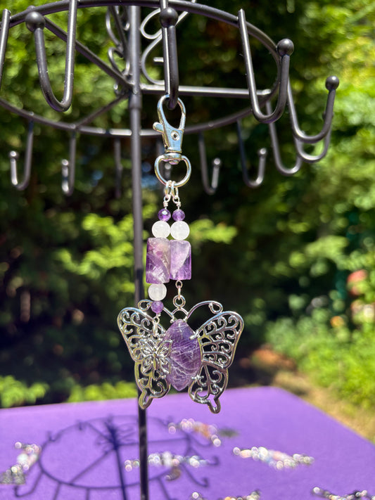 Selenite & Amethyst Butterfly Charm