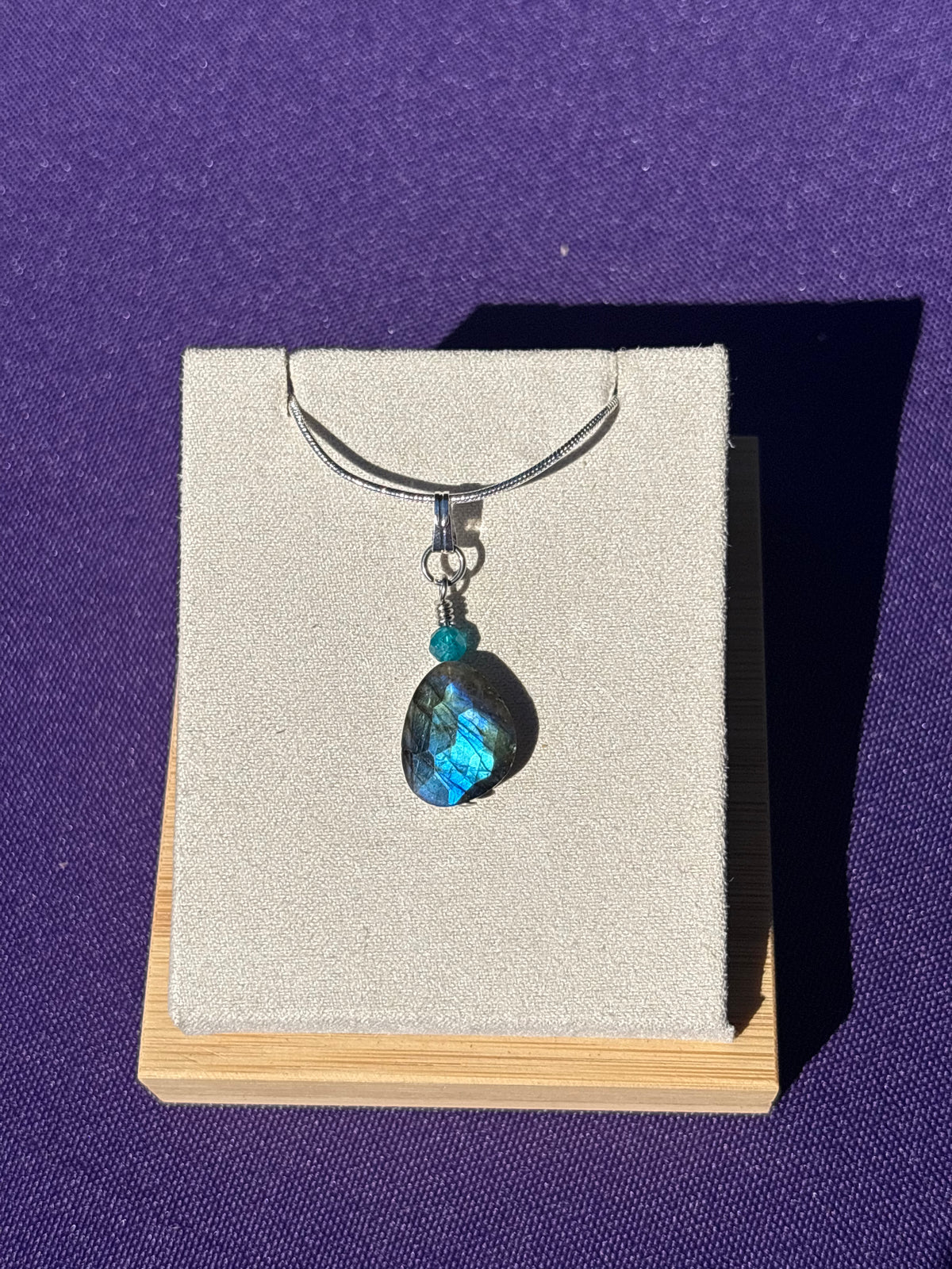 Labradorite and Blue Apatite Pendant