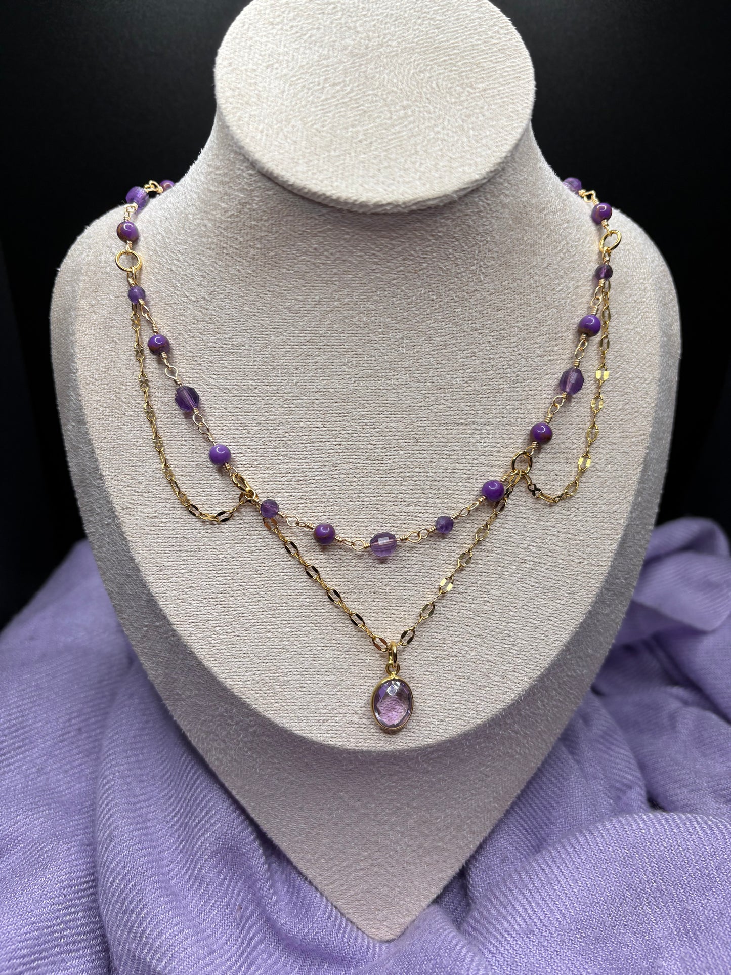 Amethyst and Phosphosiderite necklace