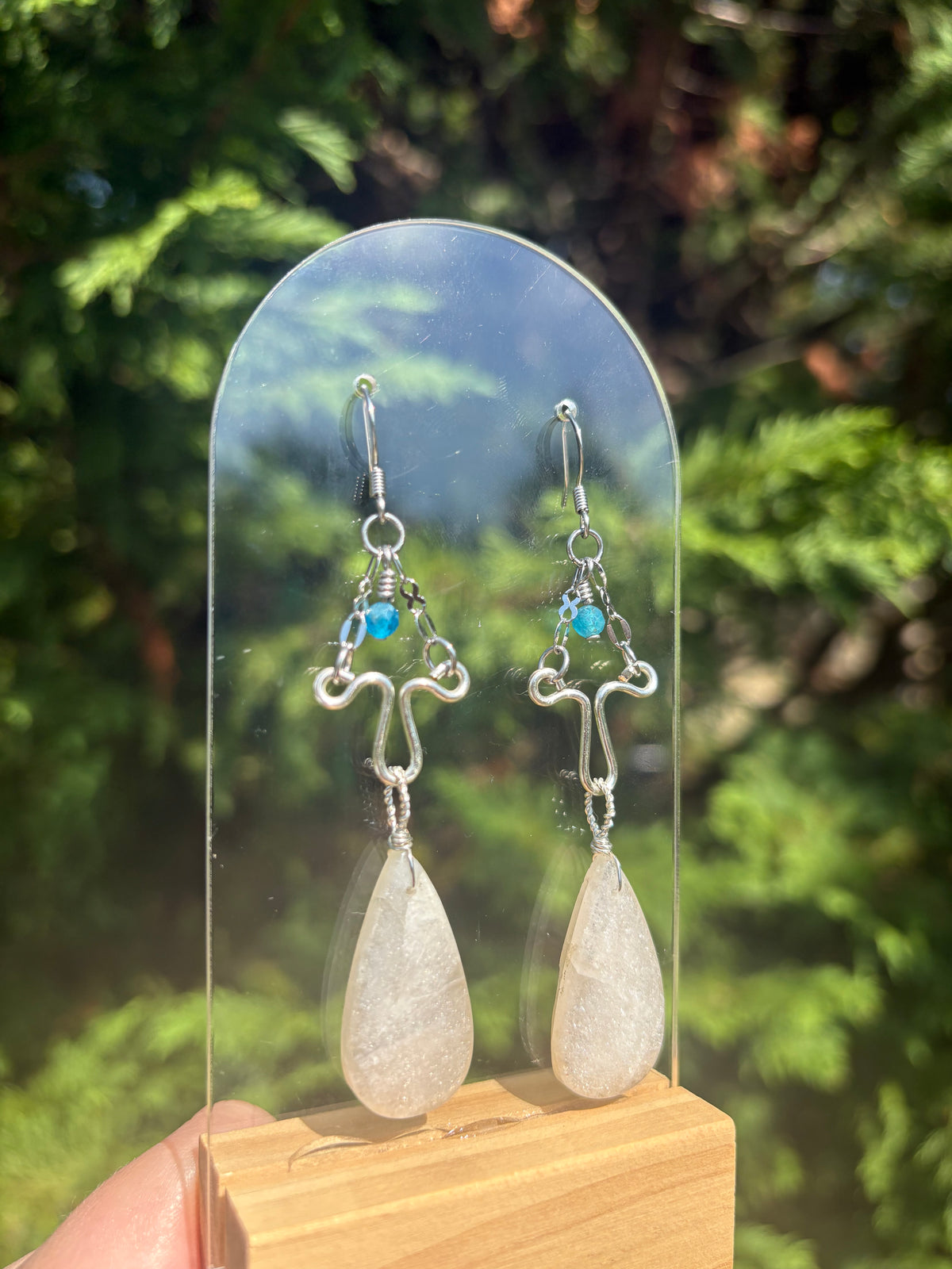 Moonstone and Blue Apatite earrings