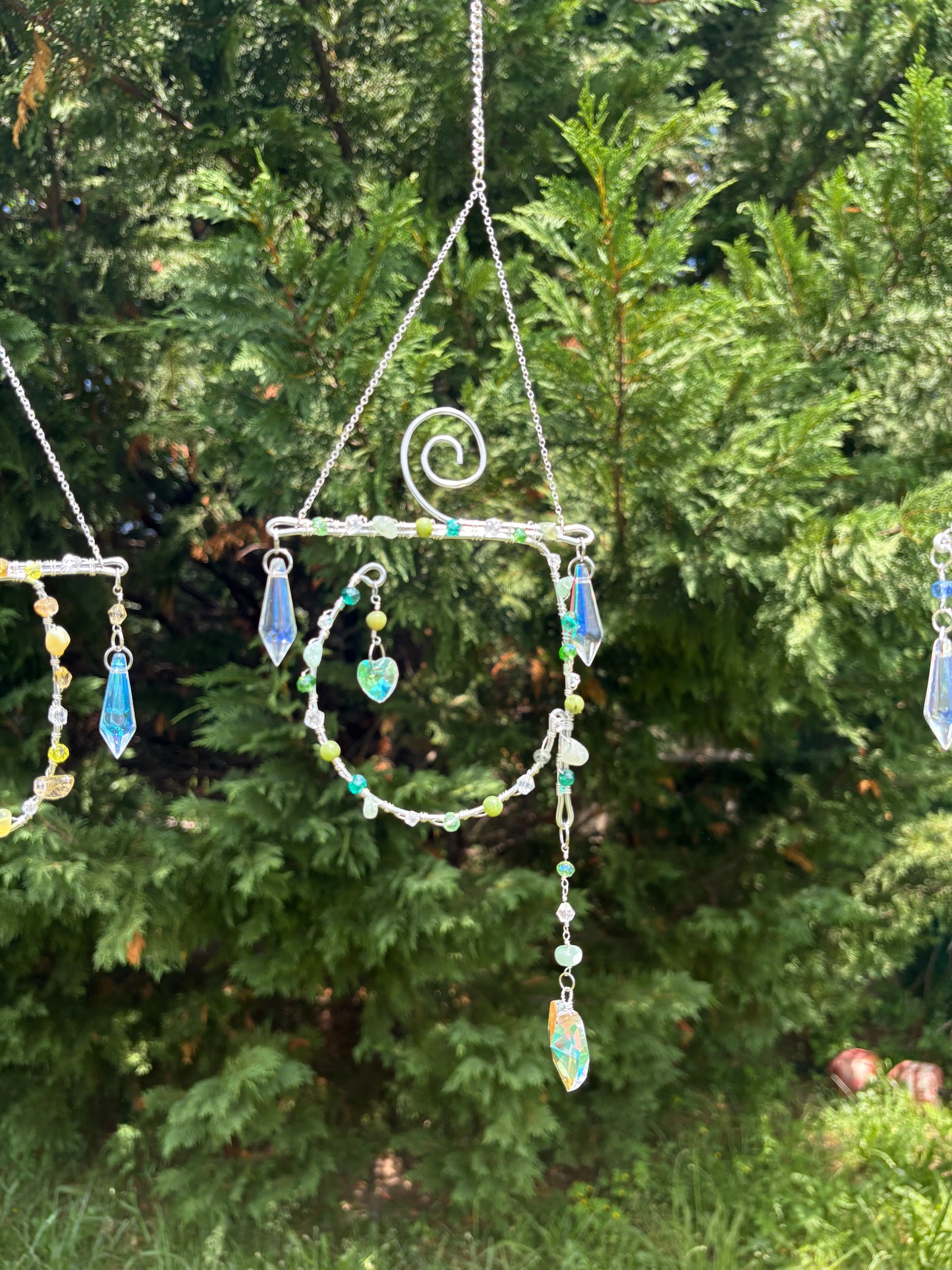 Green Aventurine and Candadian Jade Heart Chakra Sun Catcher