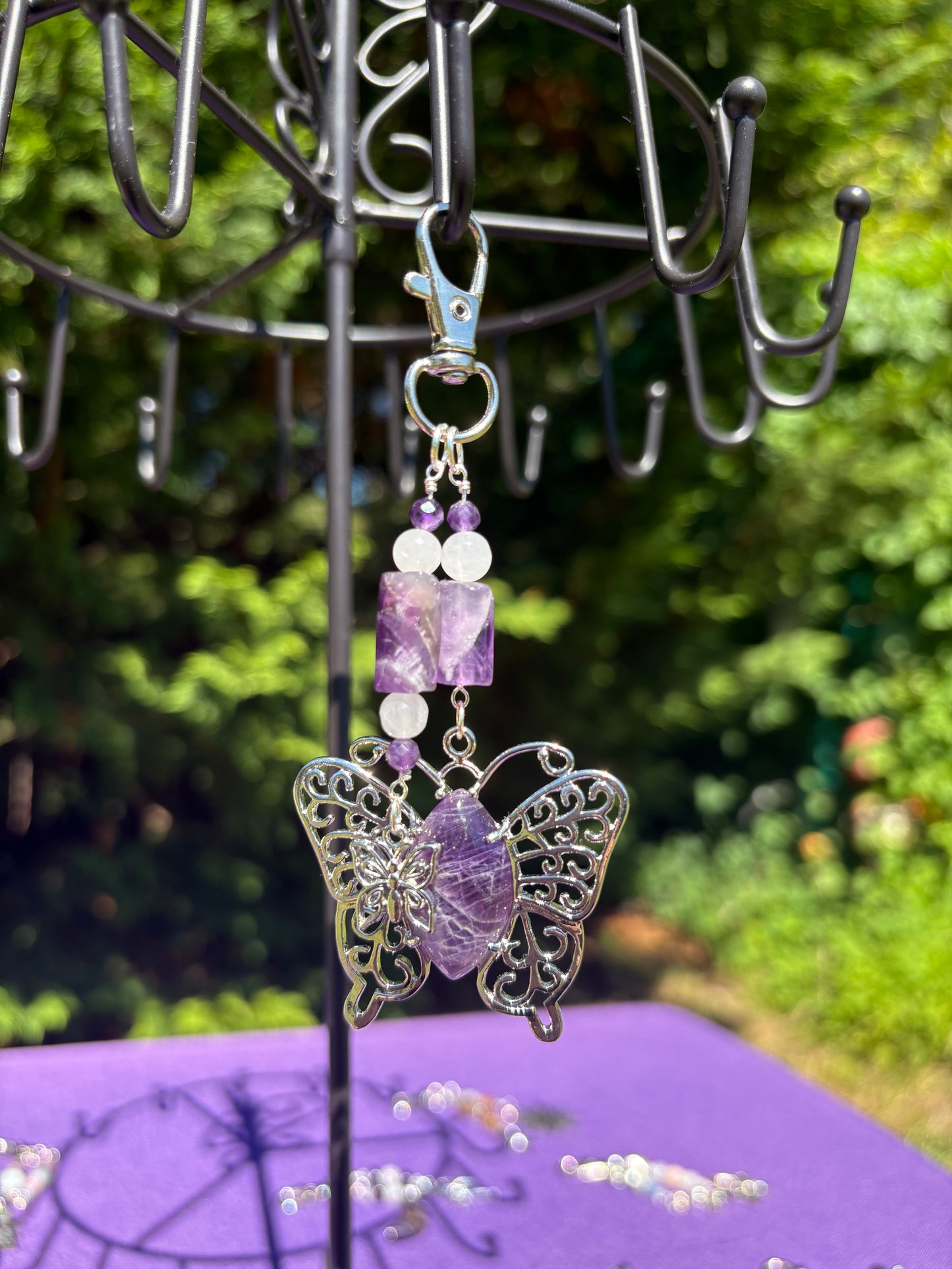 Selenite & Amethyst Butterfly Charm