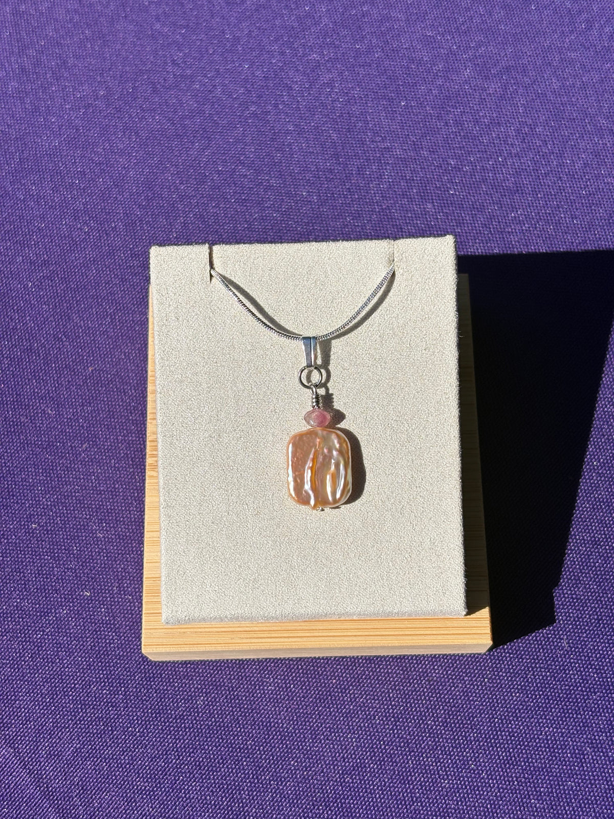 Baroque Pink Freshwater Pearl with Pink Tourmaline pendant