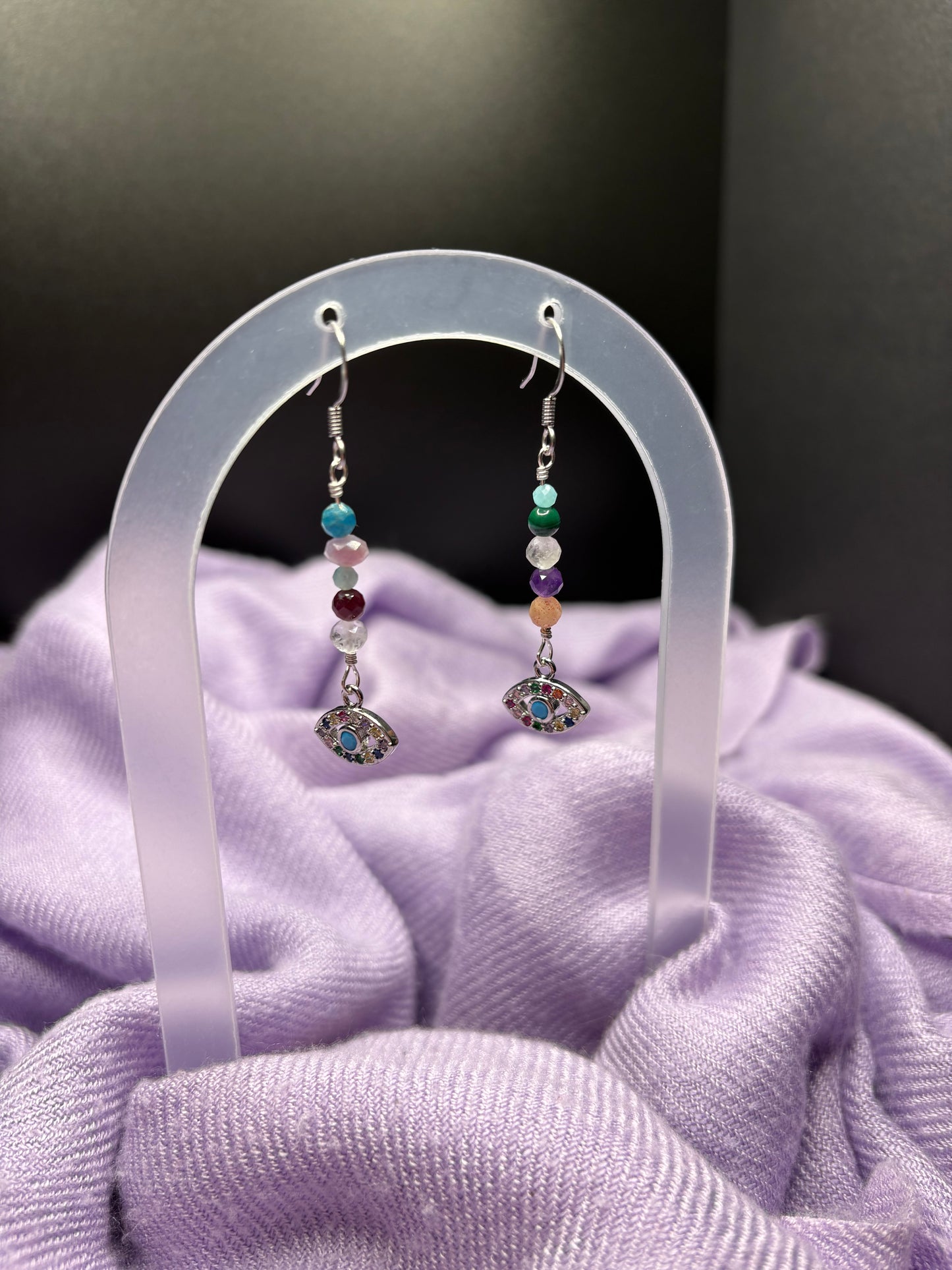 Rainbow Evil Eye earrings