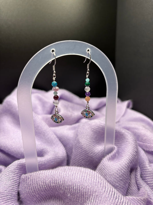 Rainbow Evil Eye earrings
