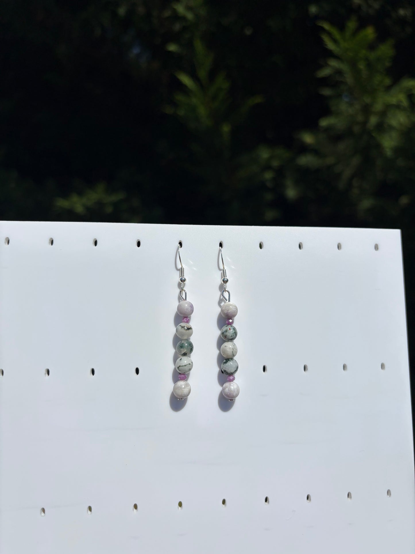 Tiffany Stone, Moss Agate, Phosphosiderite earrings