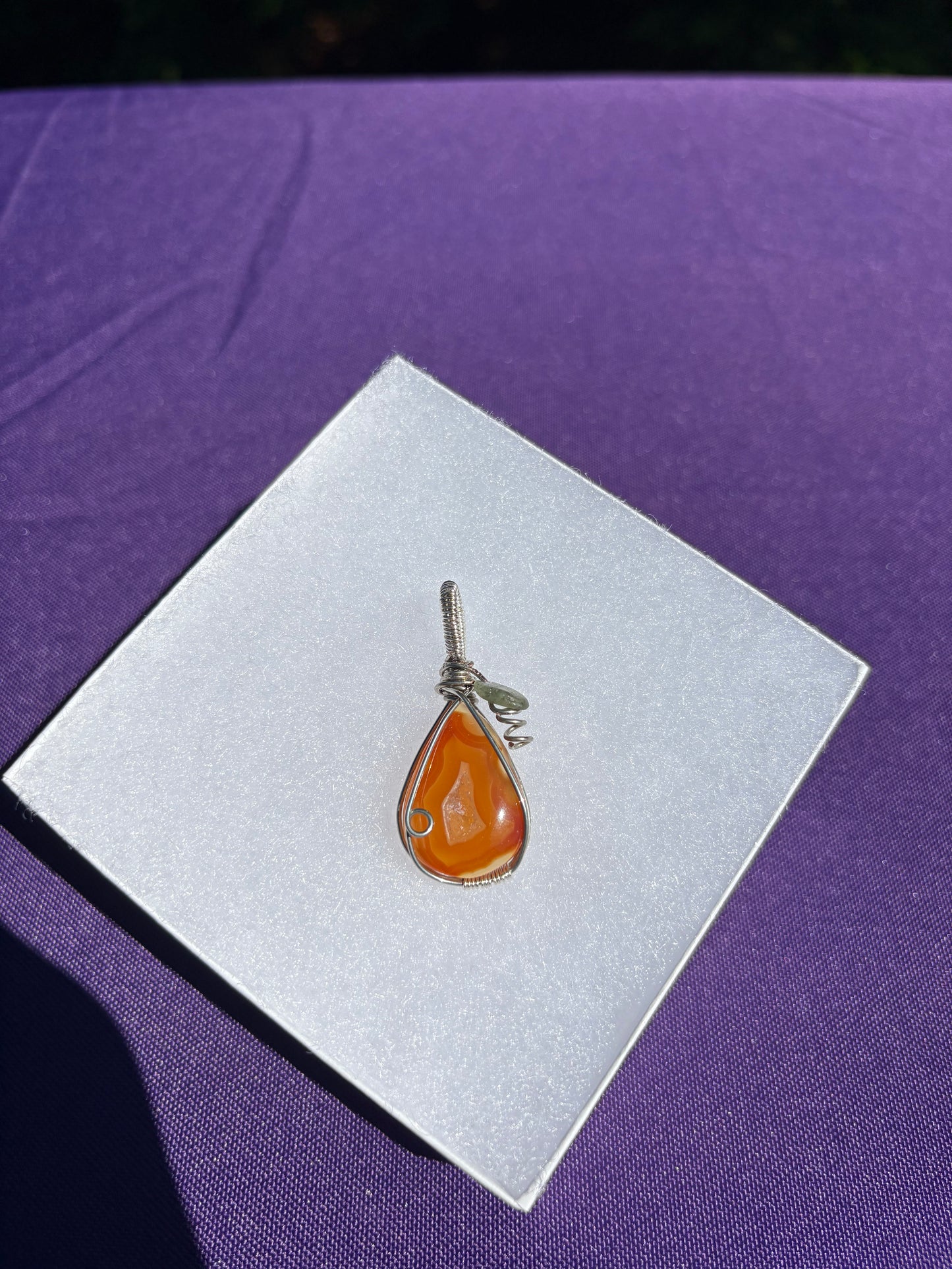 Carnelian & Green Kyanite Pumpkin Pendant