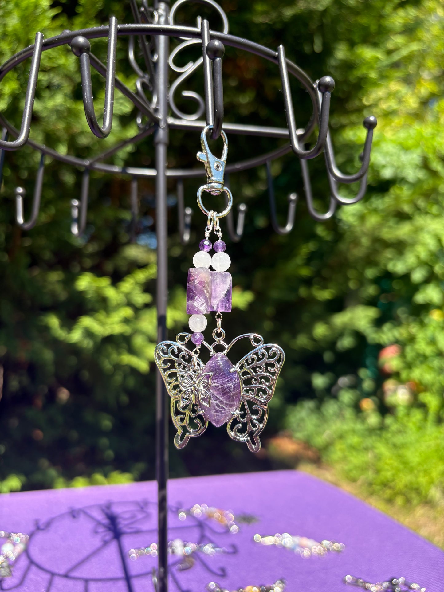 Selenite & Amethyst Butterfly Charm