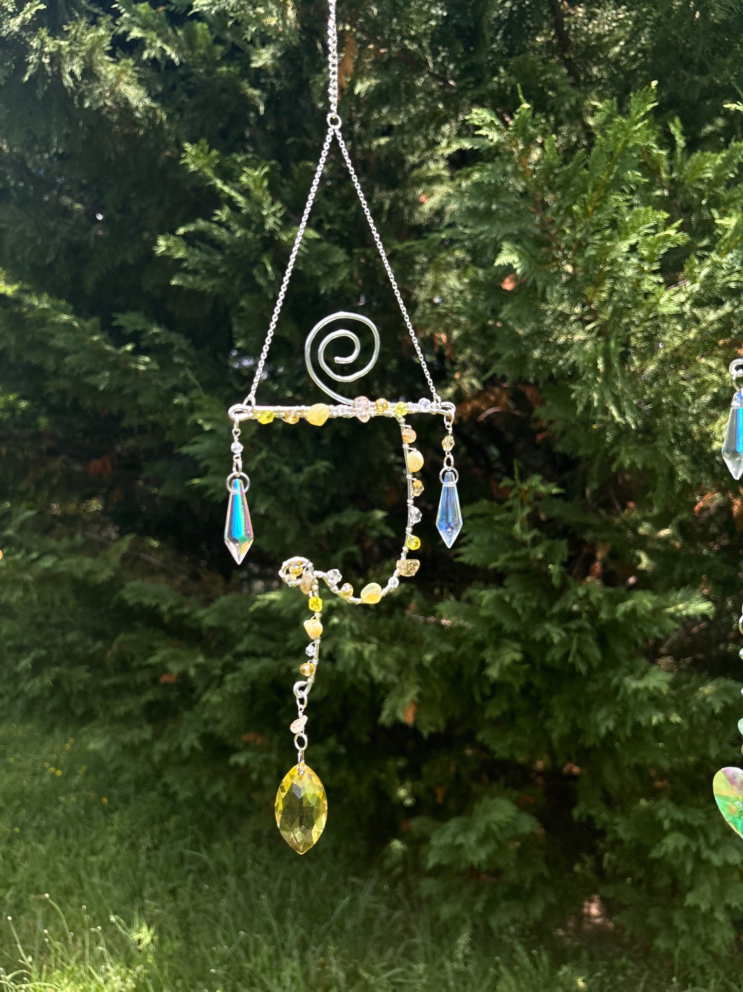 Yellow Opal and Golden Rutile Solar Plexus Chakra Sun Catcher