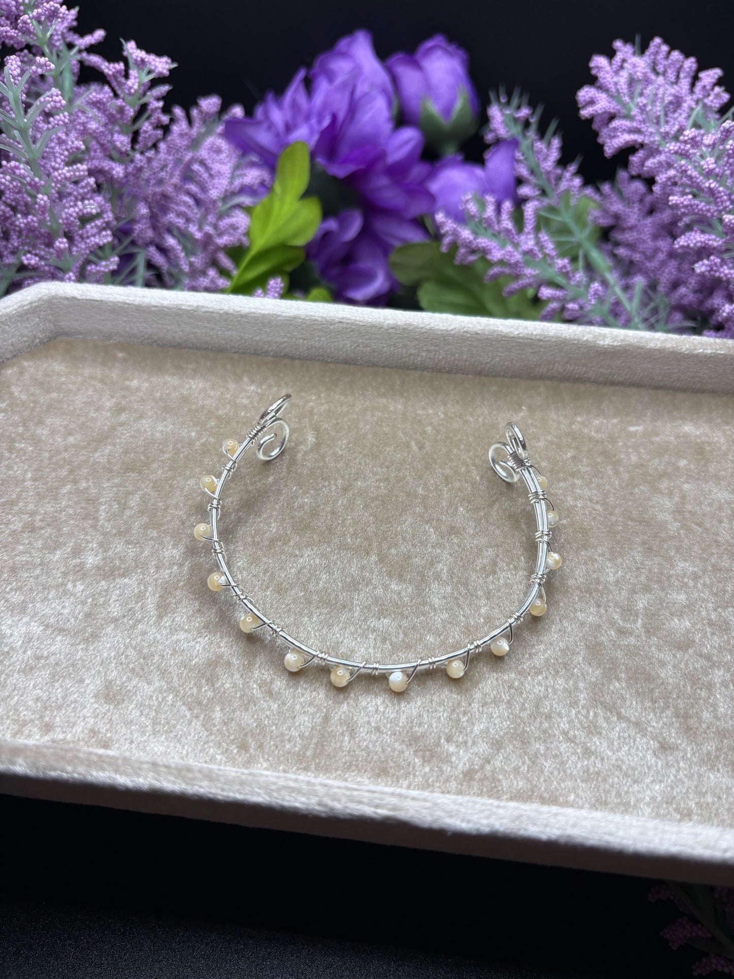 Silver Mother of Pearl Cuff Bracelet