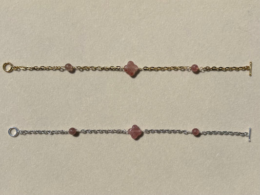 Strawberry Quartz Quatrefoil bracelets