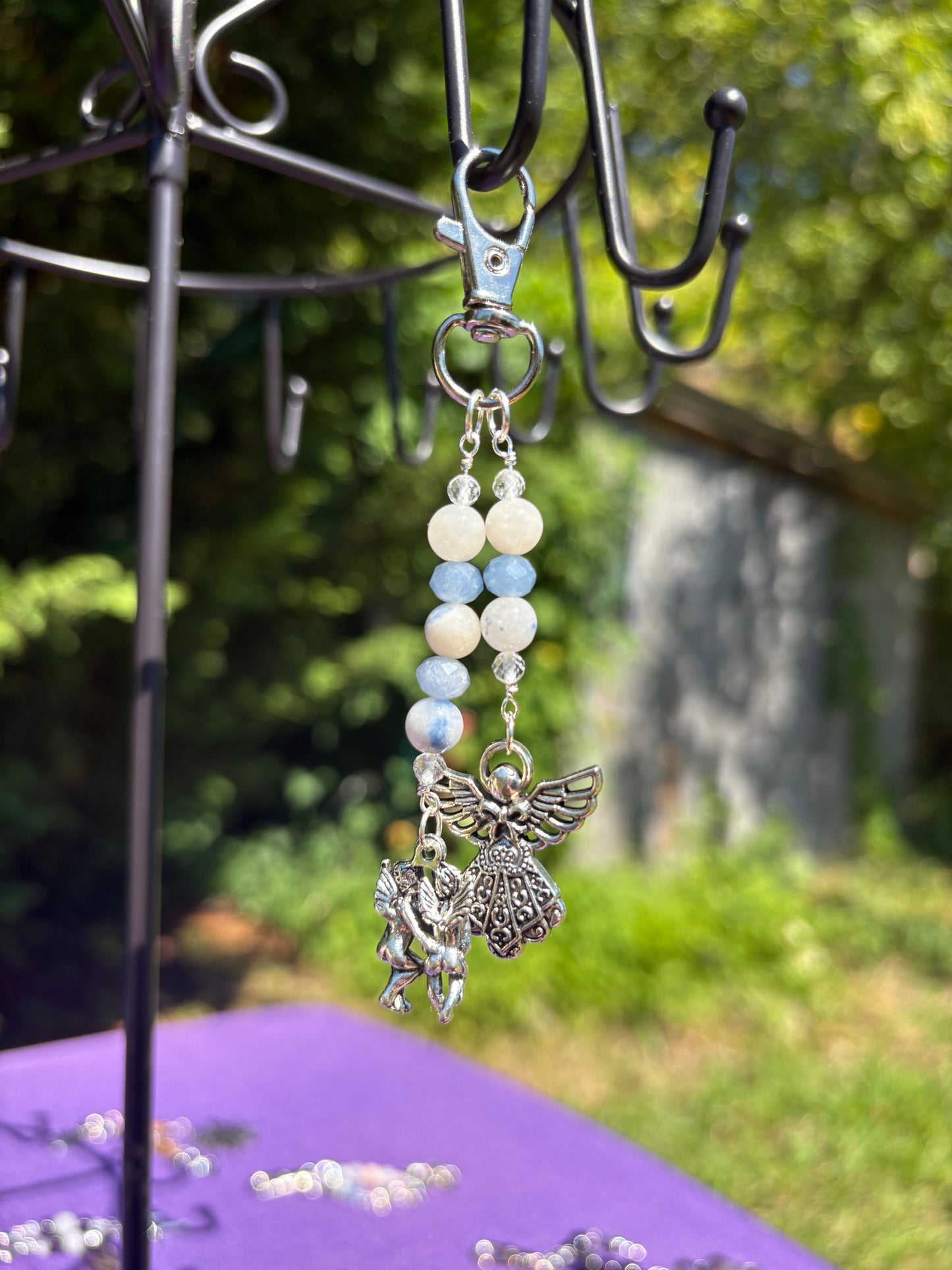 Dumortierite in Quartz, Topaz, Blue Aventurine Angel Charm