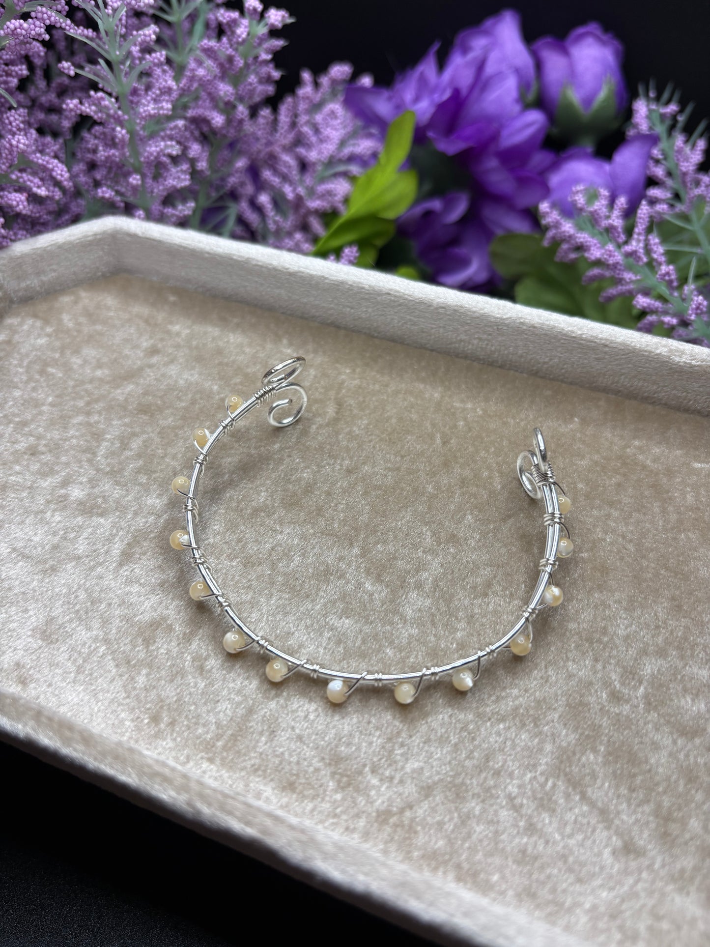 Silver Mother of Pearl Cuff Bracelet