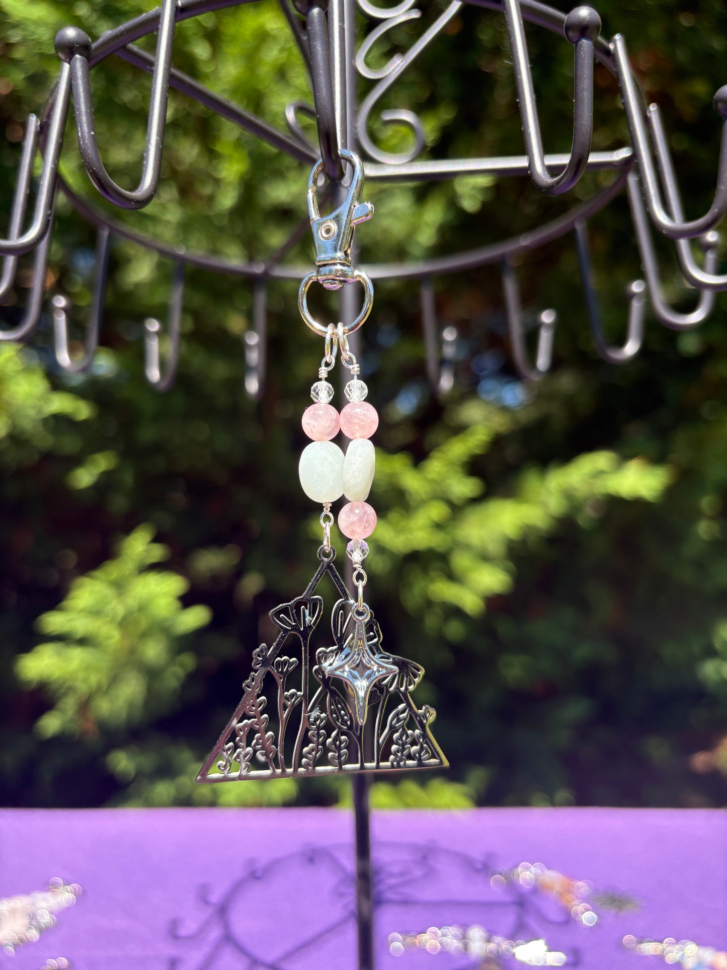 Rose Quartz, Topaz, Amazonite Flower Charm