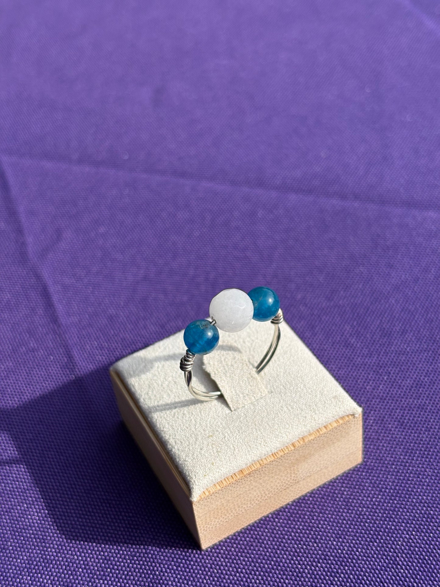 White Jade & Blue Apatite Ring
