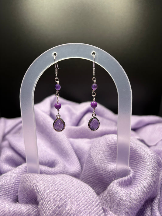 Amethyst and Phosphosiderite Earrings