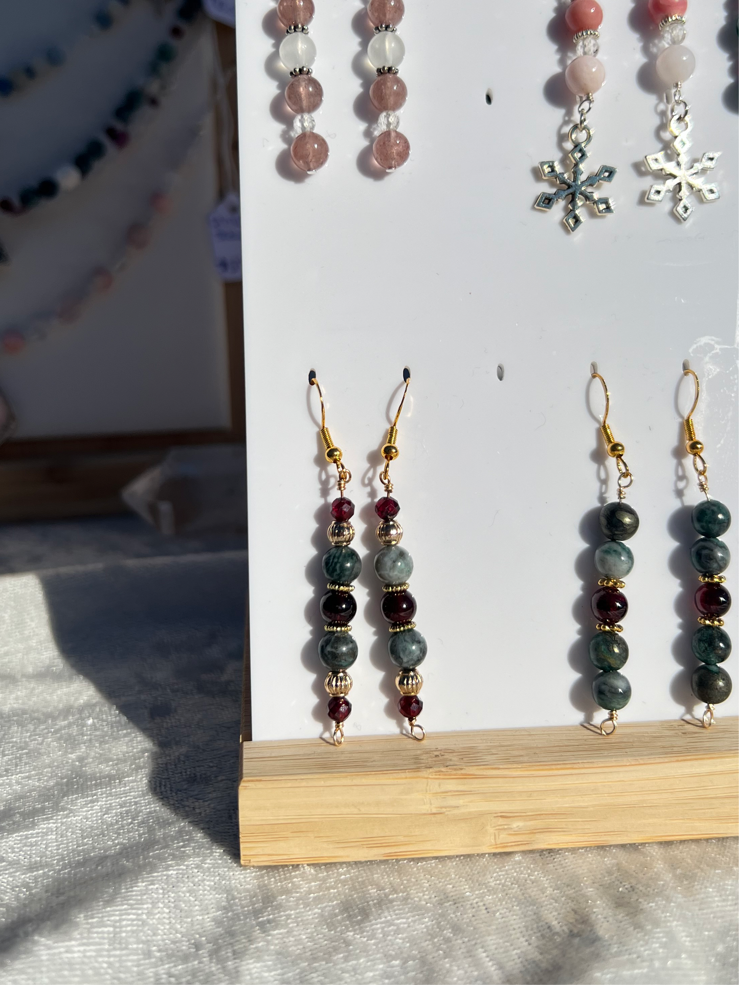 Pyrite in Jade & Garnet festive earrings