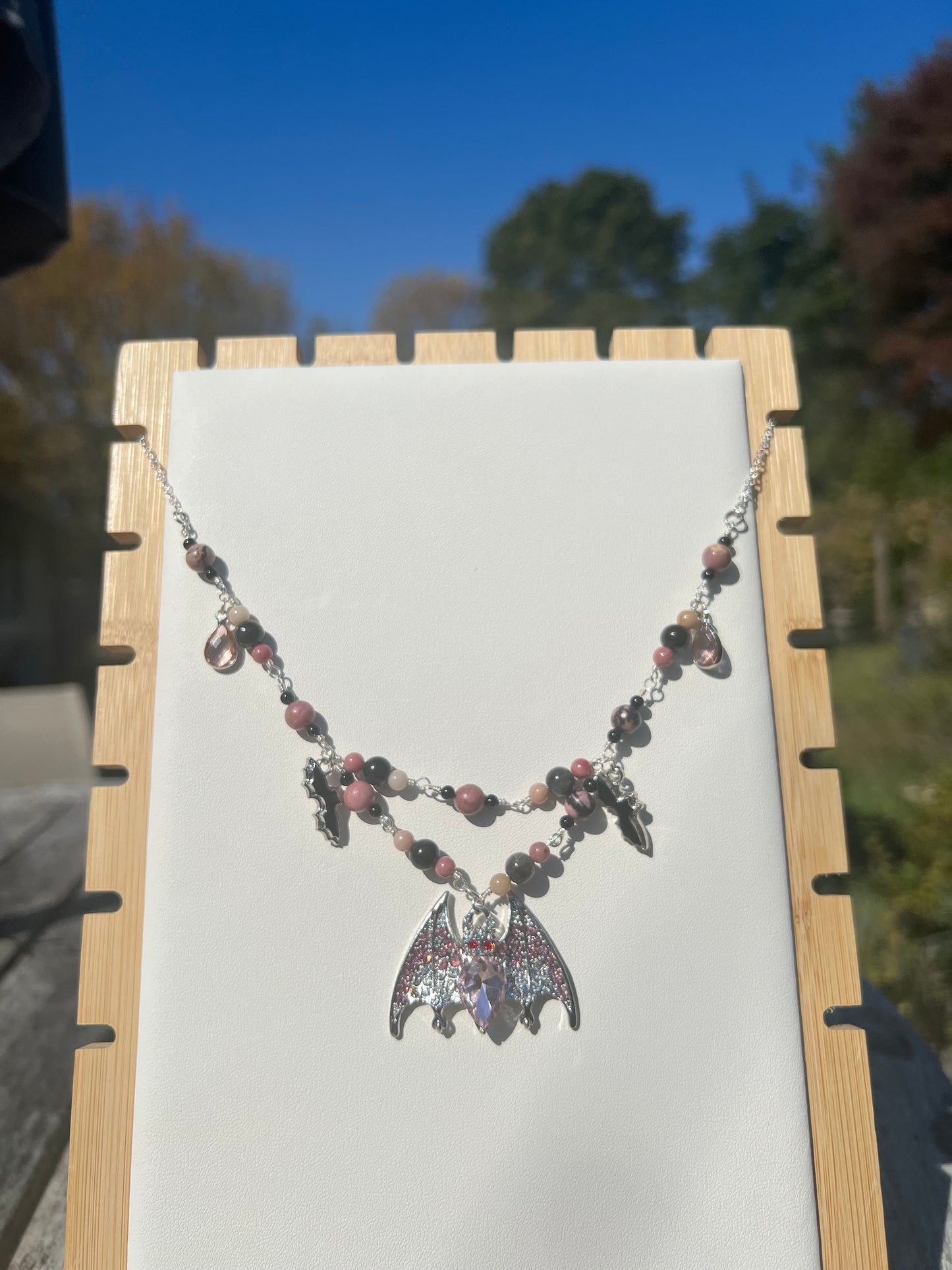 Silver Sheen Obsidian, Rhodonite, & Black Onyx Spooky necklace