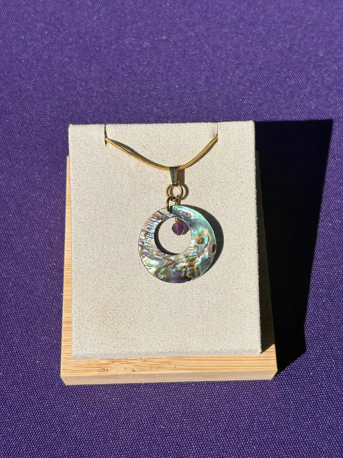 Abalone Shell and Amethyst Pendant