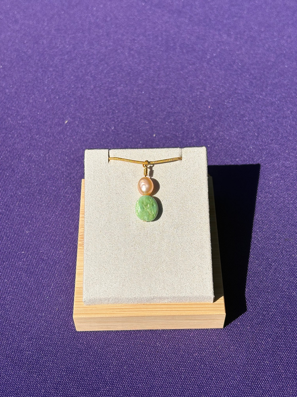 Variscite and Pink Freshwater Pearl Pendant
