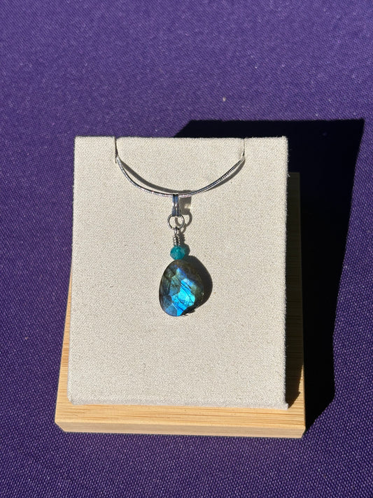 Labradorite and Blue Apatite Pendant