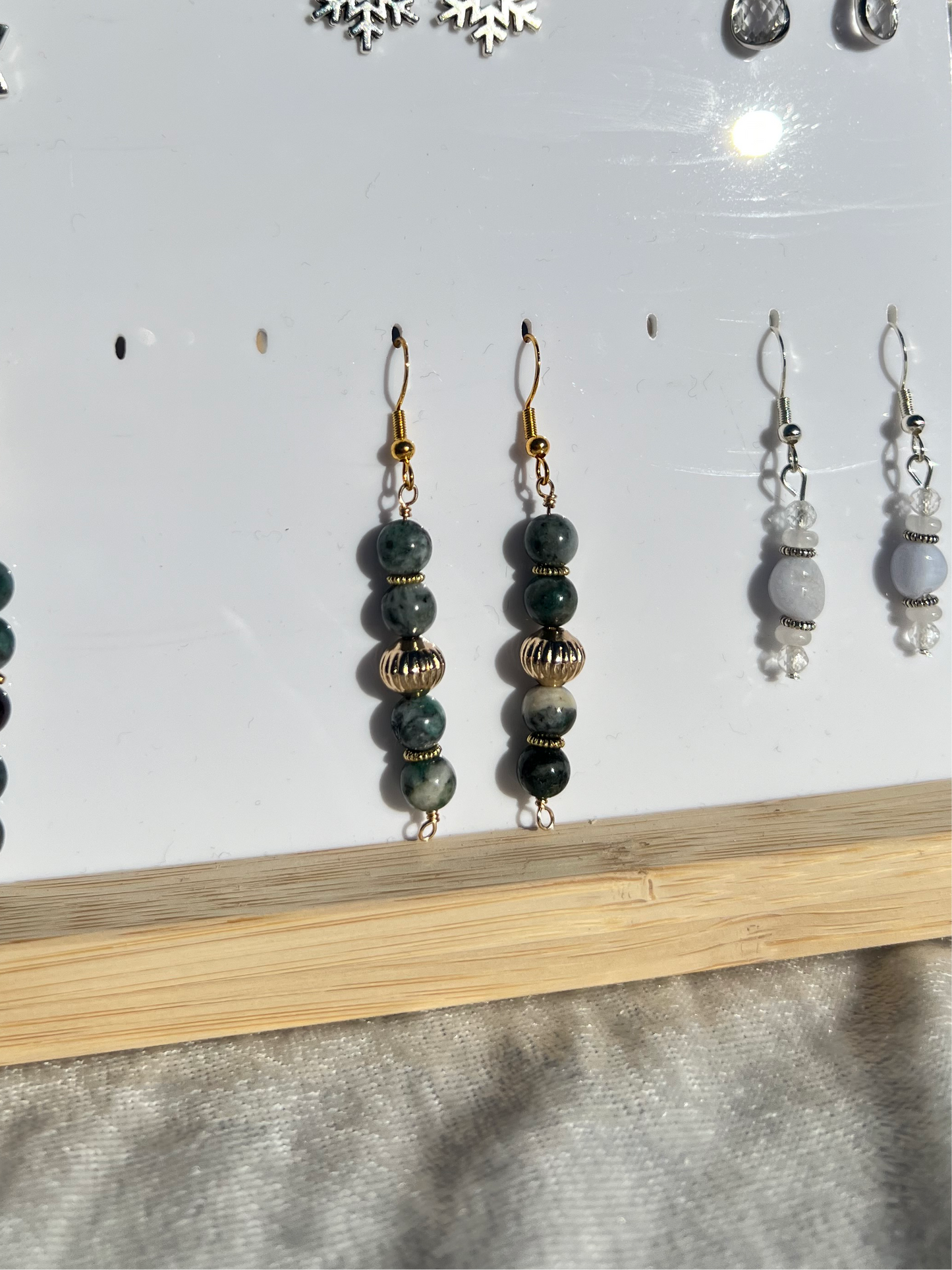 Pyrite in Jade festive earrings